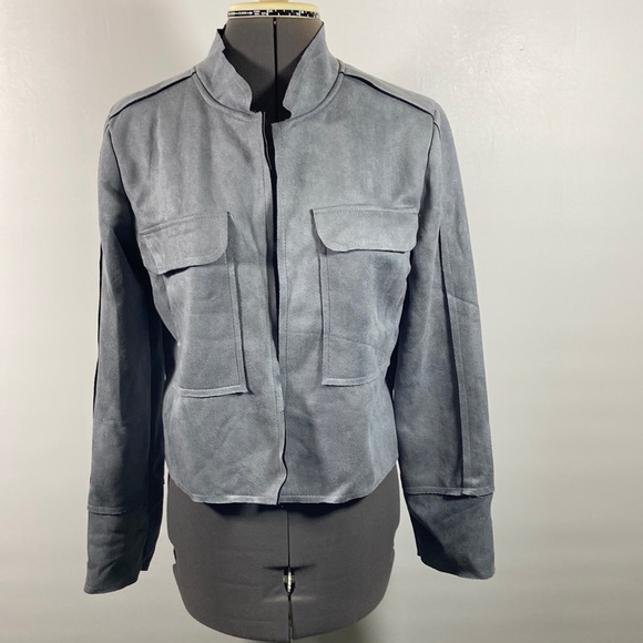 zeagoo Jackets & Blazers - Zeagoo Cropped Faux Suede Open Front Raw Seams Jacket Size M New With Tag